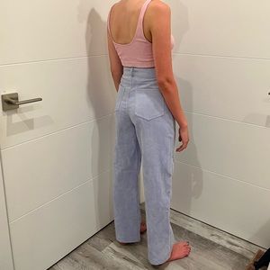 Blue corduroy high waisted wide leg pants
